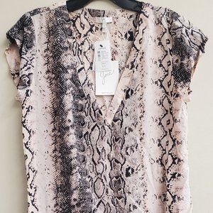 Joie Rubina cap sleeve snake print silky blouse